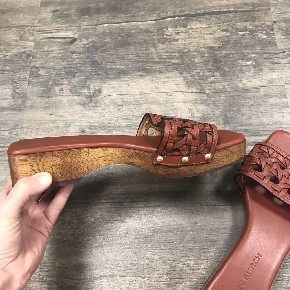 Tory Burch Basketweave Clog Women Size 8M 88748 Calf‎ Leather EUC